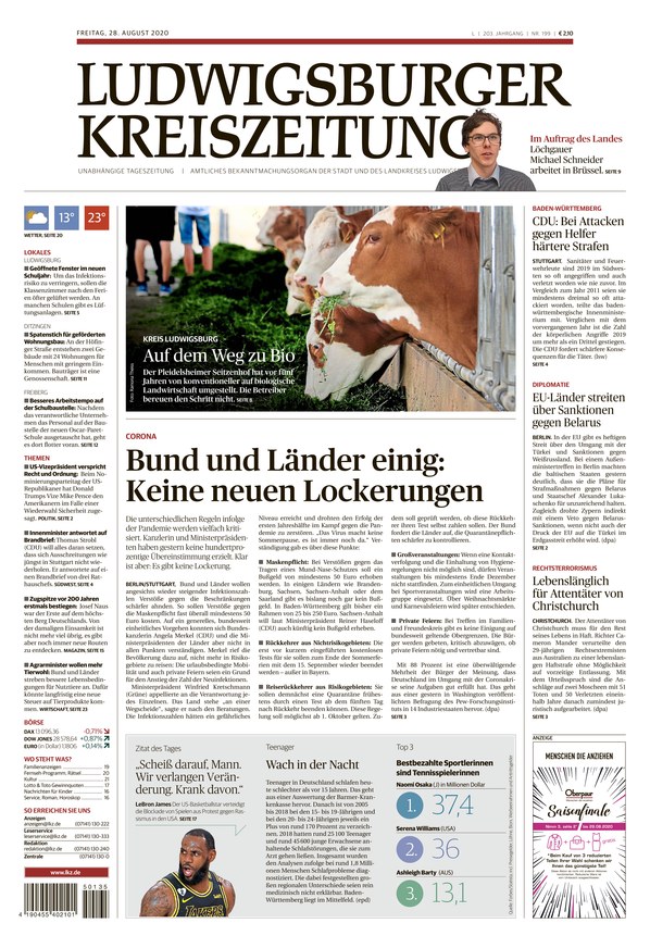 Ludwigsburger Kreiszeitung vom 28.08.2020 als ePaper im iKiosk lesen