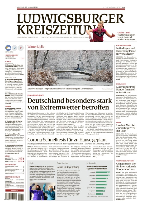 Ludwigsburger Kreiszeitung vom 26.01.2021 als ePaper im iKiosk lesen