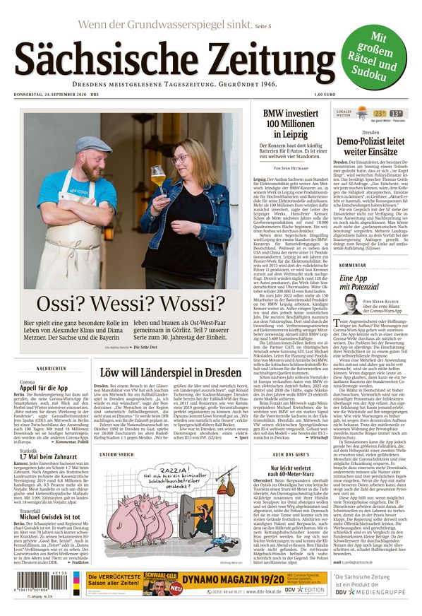 Sächsische Zeitung Dresden vom 24.09.2020 als ePaper im iKiosk lesen