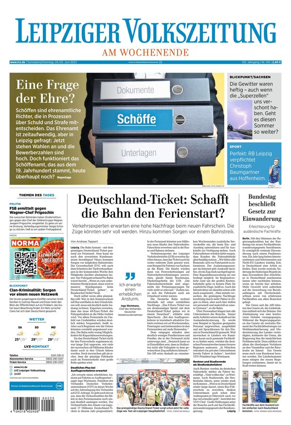 Leipziger Volkszeitung vom 24.06.2023 – als ePaper im iKiosk lesen