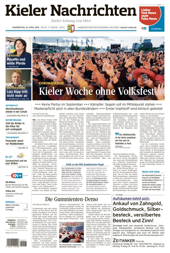 Kieler Nachrichten Vom 23.04.2020 – Als EPaper Im IKiosk Lesen