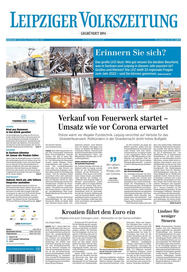 Leipziger Volkszeitung vom 29.12.2022 – als ePaper im iKiosk lesen