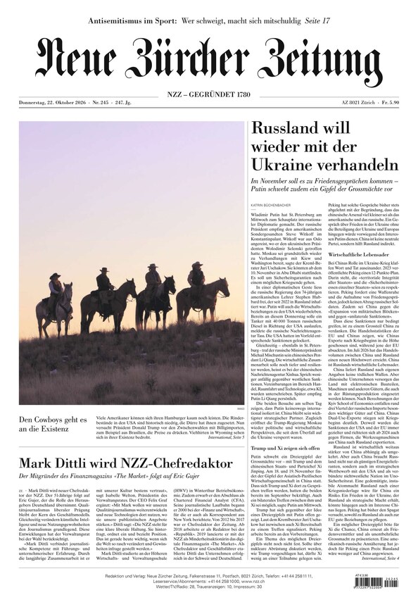 Neue Z&uuml;rcher Zeitung - ePaper