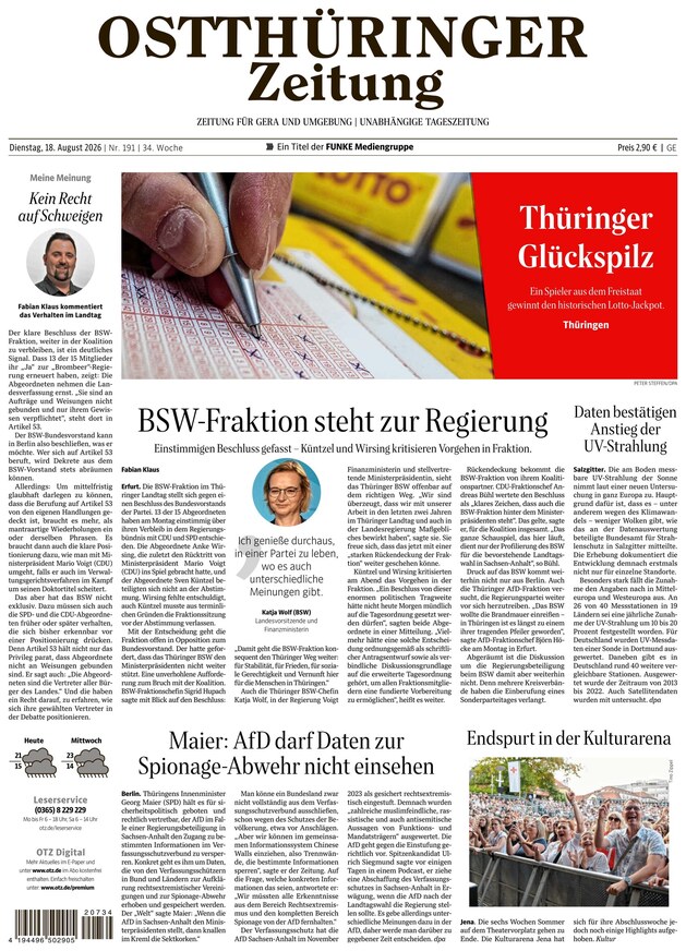 Ostth&uuml;ringer Zeitung - ePaper