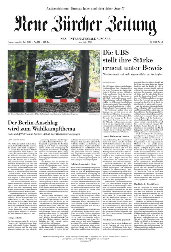 Neue Z&uuml;rcher Zeitung International - ePaper