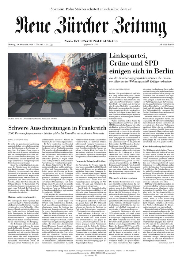 Neue Z&uuml;rcher Zeitung International - ePaper