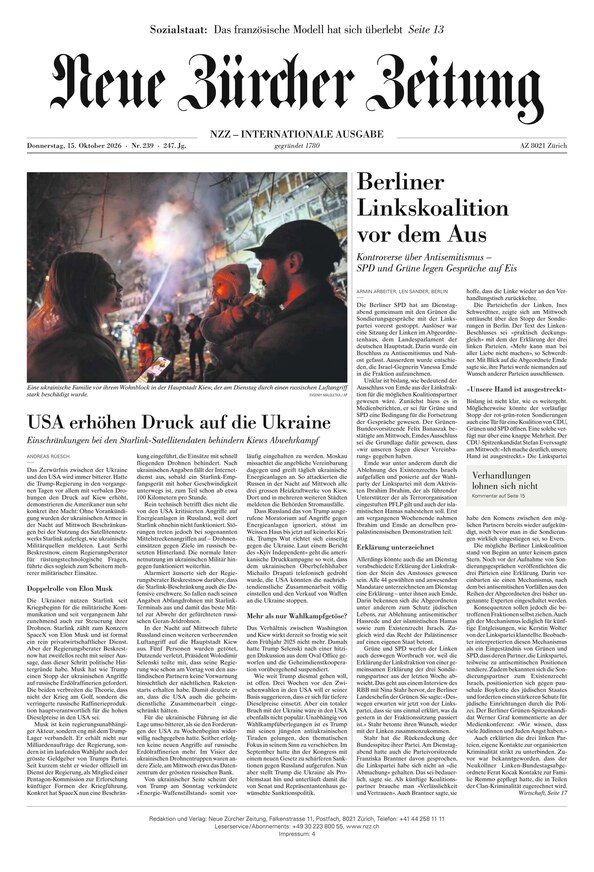 Neue Z&uuml;rcher Zeitung International - ePaper