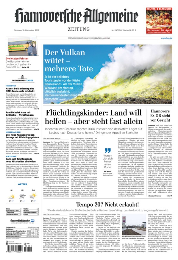 Hannoversche Allgemeine Zeitung Vom 10.12.2019 – Als EPaper Im IKiosk Lesen