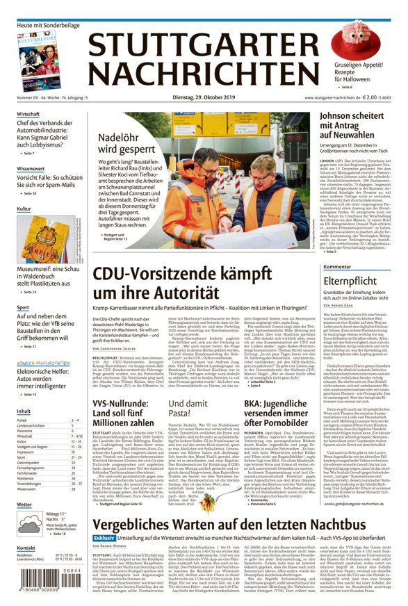 Stuttgarter Nachrichten Vom 29.10.2019 – Als EPaper Im IKiosk Lesen