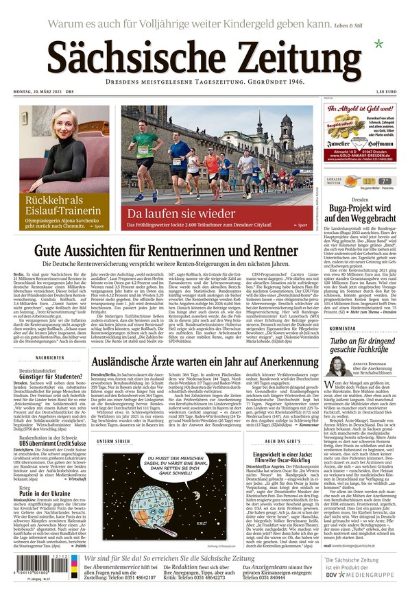 Sächsische Zeitung Dresden vom 20.03.2023 – als ePaper im iKiosk lesen