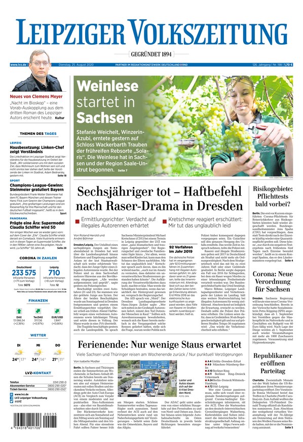 Leipziger Volkszeitung vom 25.08.2020 als ePaper im iKiosk lesen
