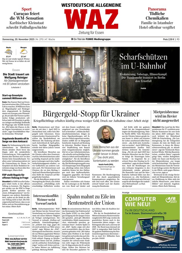 WAZ Westdeutsche Allgemeine Zeitung - ePaper
