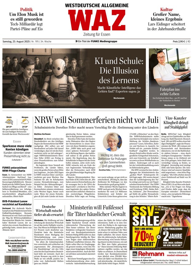 WAZ Westdeutsche Allgemeine Zeitung - ePaper