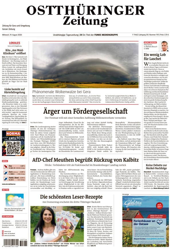 Ostthüringer Zeitung Vom 19.08.2020 – Als EPaper Im IKiosk Lesen