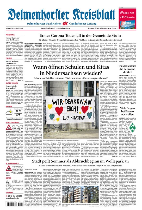 Delmenhorster Kreisblatt Vom 15.04.2020 – Als EPaper Im IKiosk Lesen