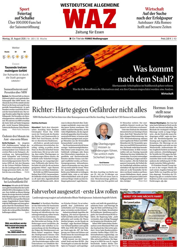 WAZ Westdeutsche Allgemeine Zeitung - ePaper