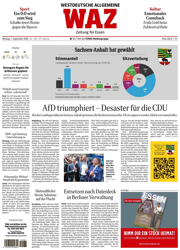 WAZ Westdeutsche Allgemeine Zeitung - ePaper