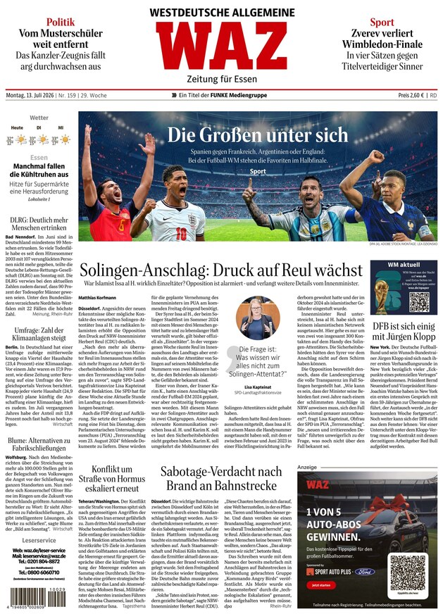 WAZ Westdeutsche Allgemeine Zeitung - ePaper