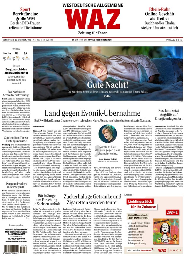 WAZ Westdeutsche Allgemeine Zeitung - ePaper