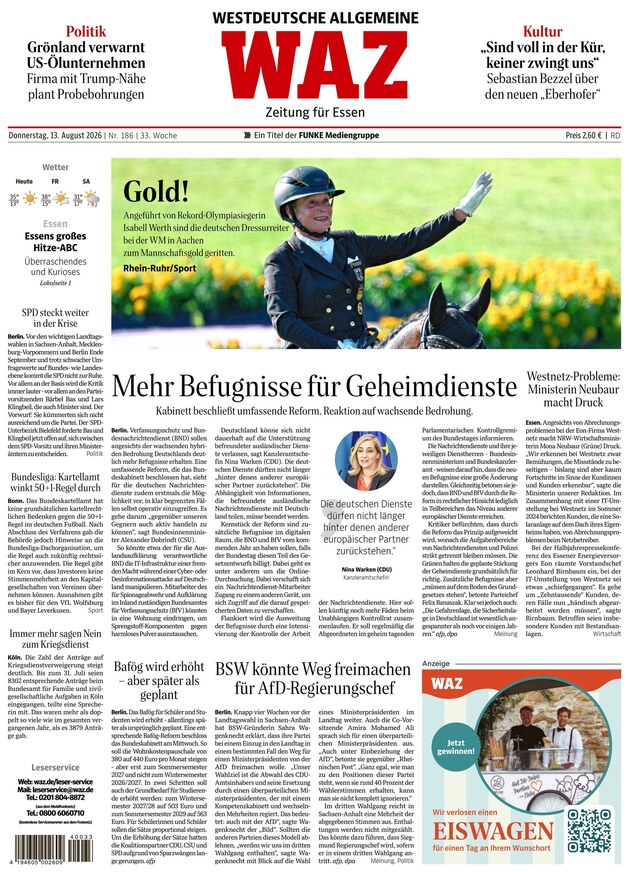 WAZ Westdeutsche Allgemeine Zeitung - ePaper