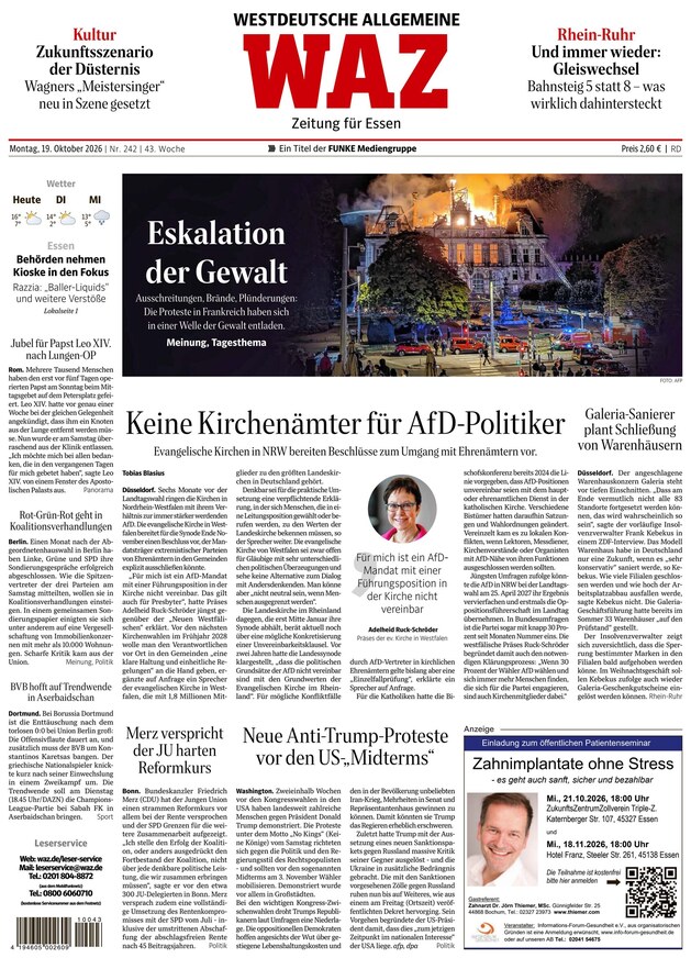 WAZ Westdeutsche Allgemeine Zeitung - ePaper