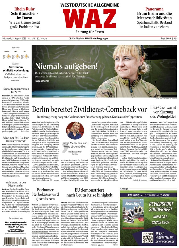 WAZ Westdeutsche Allgemeine Zeitung - ePaper
