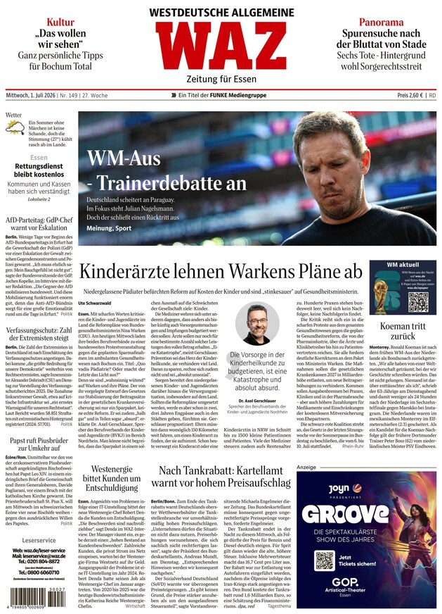 WAZ Westdeutsche Allgemeine Zeitung - ePaper
