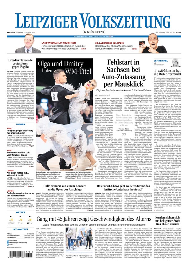 Leipziger Volkszeitung vom 21.10.2019 als ePaper im iKiosk lesen