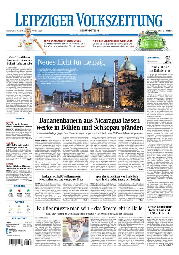 Leipziger Volkszeitung Vom 17.10.2019 – Als EPaper Im IKiosk Lesen