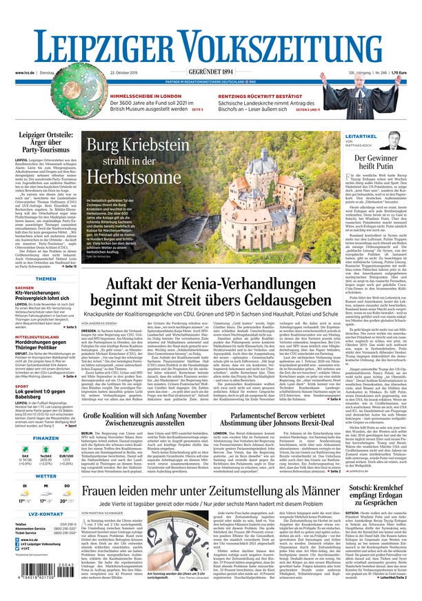 Leipziger Volkszeitung vom 22.10.2019 als ePaper im iKiosk lesen