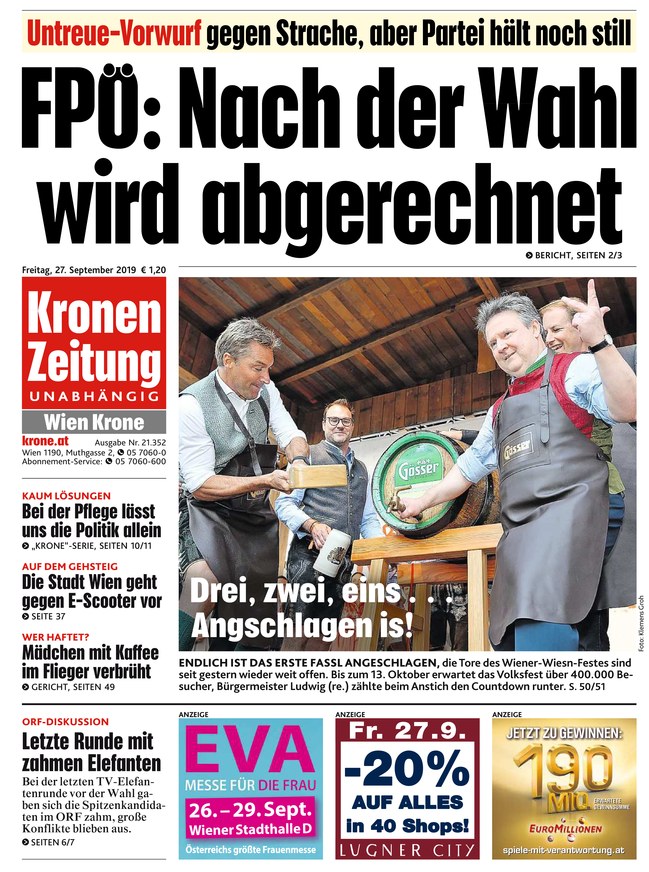 Kronen Zeitung Vom 27.09.2019 – Als EPaper Im IKiosk Lesen