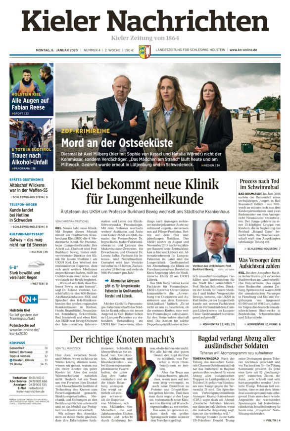 Kieler Nachrichten Vom 06.01.2020 – Als EPaper Im IKiosk Lesen