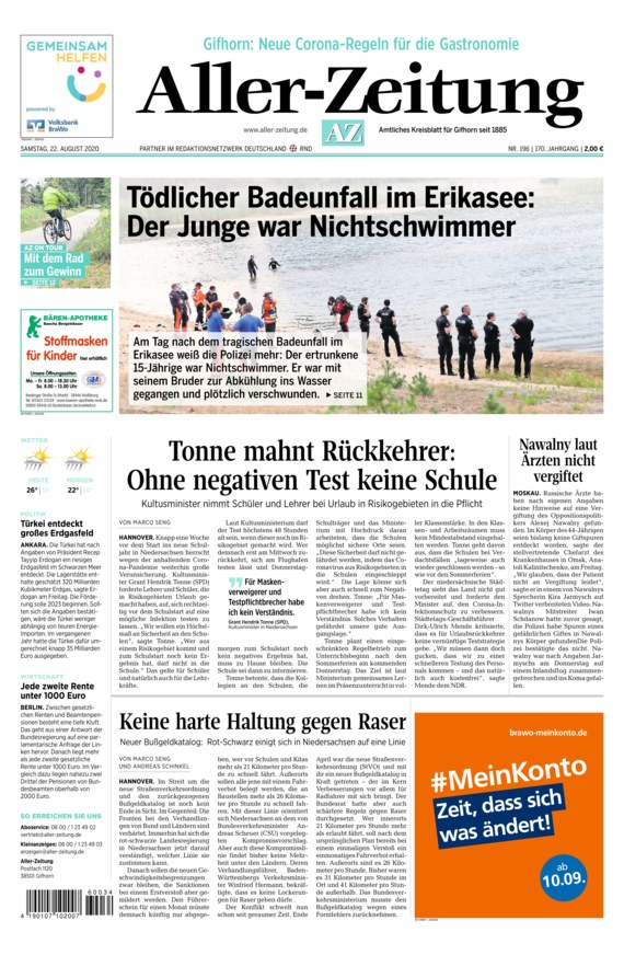 AllerZeitung vom 22.08.2020 als ePaper im iKiosk lesen