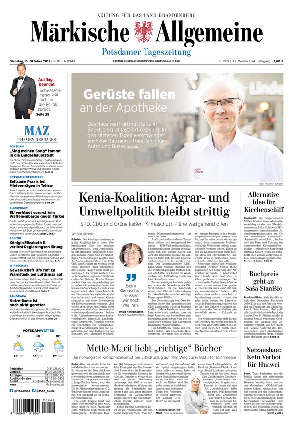 Märkische Allgemeine Vom 15102019 Als Epaper Im Ikiosk Lesen 3295