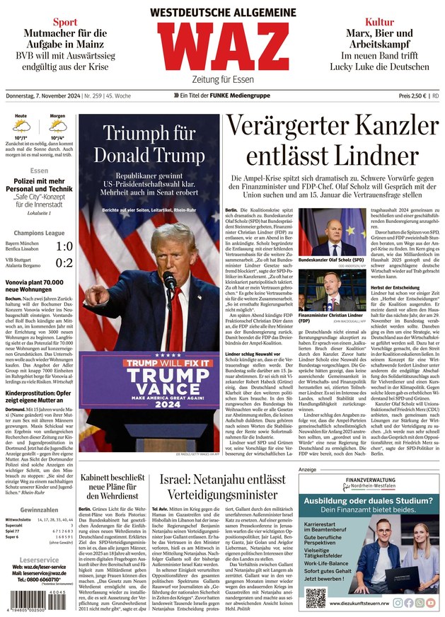 WAZ Westdeutsche Allgemeine Zeitung - ePaper