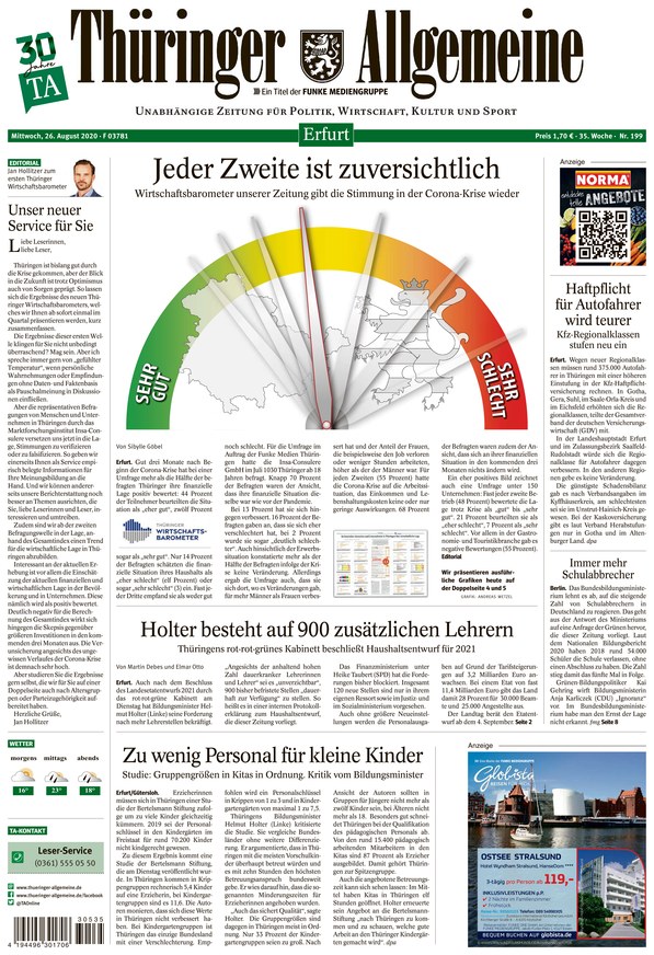 Thüringer Allgemeine Vom 26.08.2020 – Als EPaper Im IKiosk Lesen