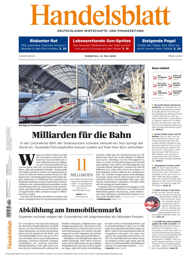 Handelsblatt vom 12.05.2020 – als ePaper im iKiosk lesen