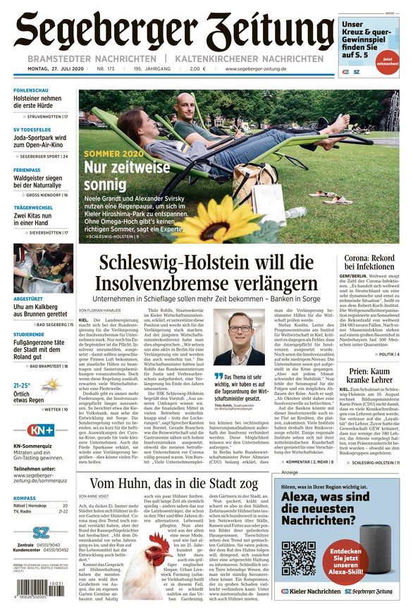 Segeberger Zeitung vom 27.07.2020 als ePaper im iKiosk lesen