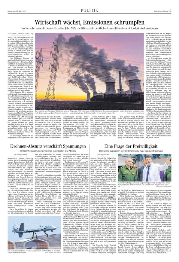 Schwäbische Zeitung Laupheim Vom 16.03.2023 – Als EPaper Im IKiosk Lesen