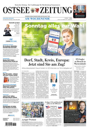 Ostsee-Zeitung vom 25.05.2019 – als ePaper im iKiosk lesen