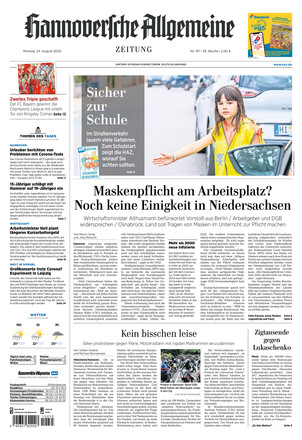 Hannoversche Allgemeine Zeitung Vom 24.08.2020 – Als EPaper Im IKiosk Lesen